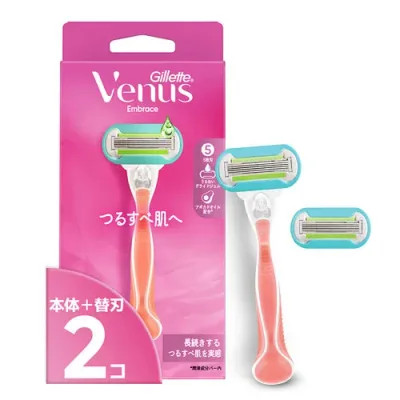 P&G ジレット ヴィーナス エンブレイス つるすべ肌 ホルダー 替え刃式 本体 + 替え刃 2個入
