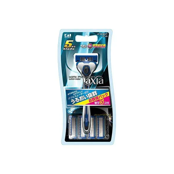 【合算3300円以上で注文可能】【KAI RAZOR axia】カイ レザー アクシア コンボパック ホルダー 本体(刃付き)+替刃 4個入