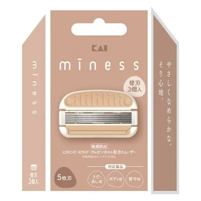 【合算3300円以上で注文可能】【miness】マイネス ボディ用、背中用、うで・あし用共通カミソリ 替刃 3個入