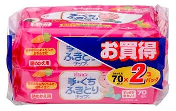 ピジョン 手・くち ふきとりナップ つめかえ用 (70枚入り×2コパック) 詰め替え用 防災 備蓄