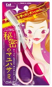貝印 クシ付きマユハサミ ピンク KQ3032 (1個) 眉カット用 ハサミ