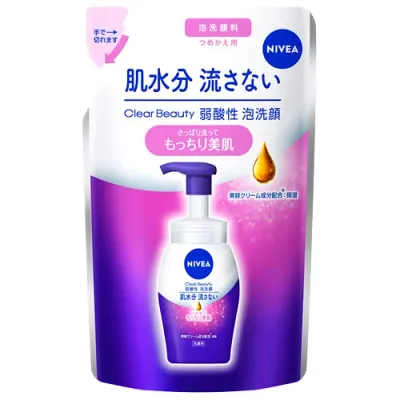 花王 ニベア クリアビューティー弱酸性泡洗顔 もっちり美肌 つめかえ用 (130mL) 詰め替え用 泡洗顔料 NIVEA