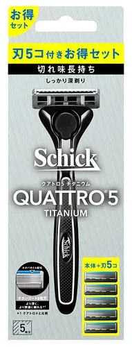 シック クアトロ5 チタニウム コンボパック (本体+刃5個) 5枚刃 カミソリ 髭剃り Schick