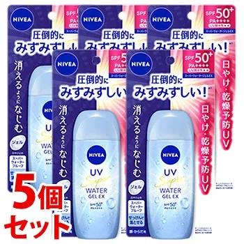 《セット販売》 花王 ニベアUV ウォータージェルEX (80g)×5個セット SPF50+ PA++++ 顔・からだ用 日やけ止めジェル 【送料無料】 【smtb-s】