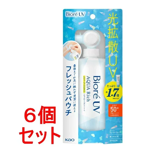 《セット販売》花王 ビオレ UV アクアリッチ ライトアップエッセンス フレッシュパウチ(120g)×6個セット 日焼け止め【送料無料】