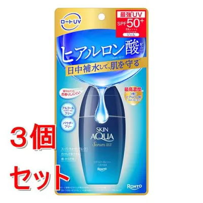 《セット販売》 ロート製薬 スキンアクアヒアルロンセラムUV×3個セット ヒアルロン酸 無香料 SPF50+ PA++++ パウダーフリー