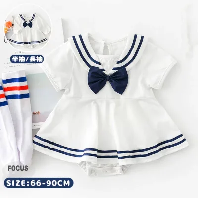 ベビー セーラー服 ロンパース 半袖 女の子 ワンピース 新生児 ベビー服 長袖 春 夏 春夏 カバーオール 子供服 キッズ 通園 通学 襟付き かわいい おしゃれ 出産祝い 初節句 誕生日 プレゼント おしゃれ 66 73 80 90