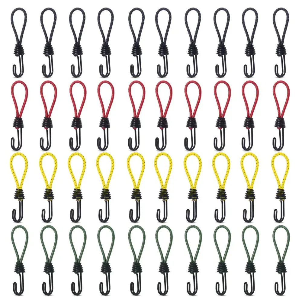 ストレッチコード 張綱ツインフック 10本セット テント タープ 固定部品 ゴムフック スチール製 キャンプ アウトドア用