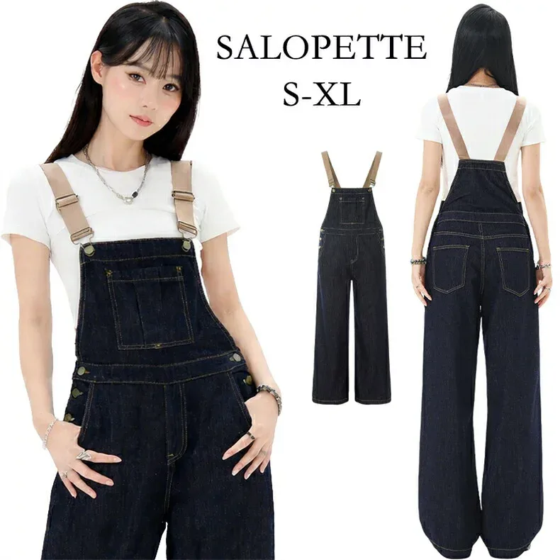 サロペット レディース カジュアル ワイド ボトムス パンツ ズボン ワークマン コットン 綿 作業パンツ 作業服 女性 バックポケット つなぎ 大きいサイズ ネイビー オールインワン 春 秋 冬 作業ズボン デニム オーバーオール