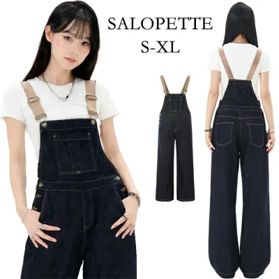 サロペット レディース カジュアル ワイド ボトムス パンツ ズボン ワークマン コットン 綿 作業パンツ 作業服 女性 バックポケット つなぎ 大きいサイズ ネイビー オールインワン 春 秋 冬 作業ズボン デニム オーバーオール