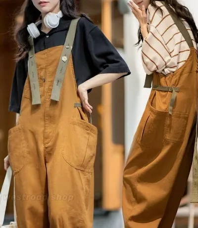 オシャレ レディース サロペット パンツ 綿95% オーバーオール ワイドパンツ ロング丈 ボトムス 無地 ゆったり 春夏秋 秋服 春服 着痩せ 大人可愛い オールインワン つなぎ 体型カバー きれいめ 大きいサイズ