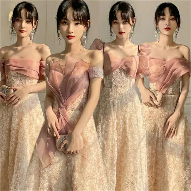 S〜2XL予約4デザインブライズメイドドレスパーティードレスワンピース二次会演出司会結婚式お呼ばれロングドレスマキシ丈ミディアムドレスブライズメイドドレス二次会ドレスフォーマルドレス大きいサイズエレガント結婚式二次会お花嫁