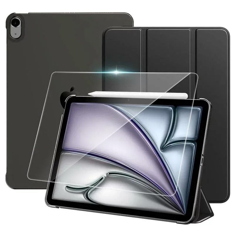 TiMOVO iPad Air 11インチ M4/M3/M2 iPad Air第5/4世代 10.9インチ ケース+ガラスフィルムセット ブラック