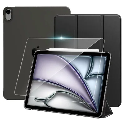 TiMOVO iPad Air 11インチ M4/M3/M2 iPad Air第5/4世代 10.9インチ ケース+ガラスフィルムセット ブラック