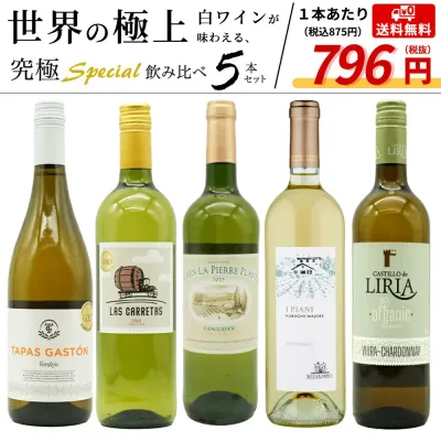 【送料無料】当店厳選!世界の白ワインが味わえる!超極上辛口白ワイン究極スペシャル飲み比べ5本セット