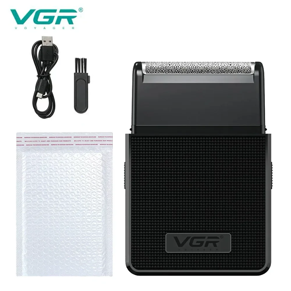 VGR 電動シェーバー ブラック 本体のみ 箱なし 充電式 ひげ剃り 3枚刃仕様 洗える ヘッド交換不要 旅行 出張