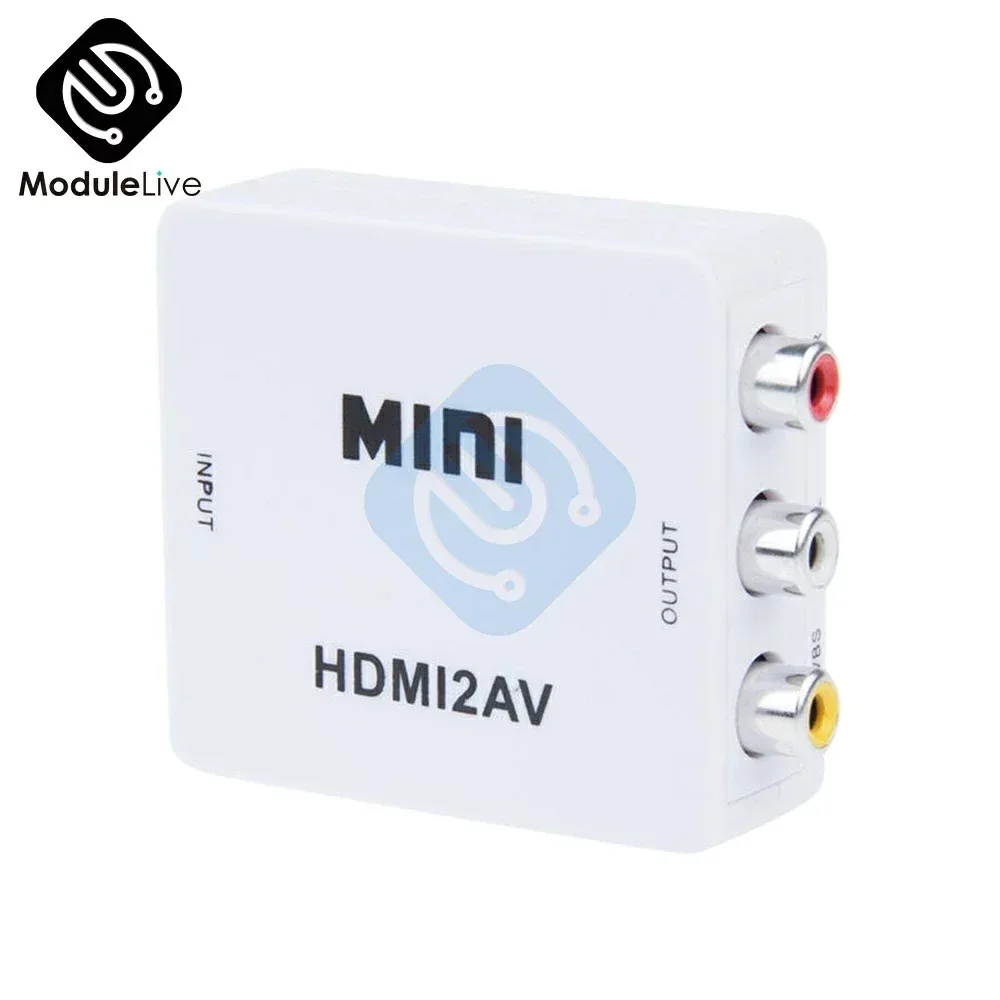 HDMI2AV 変換アダプタ ミニタイプ 3色端子 AV出力 コンポジット対応 白 ホワイト