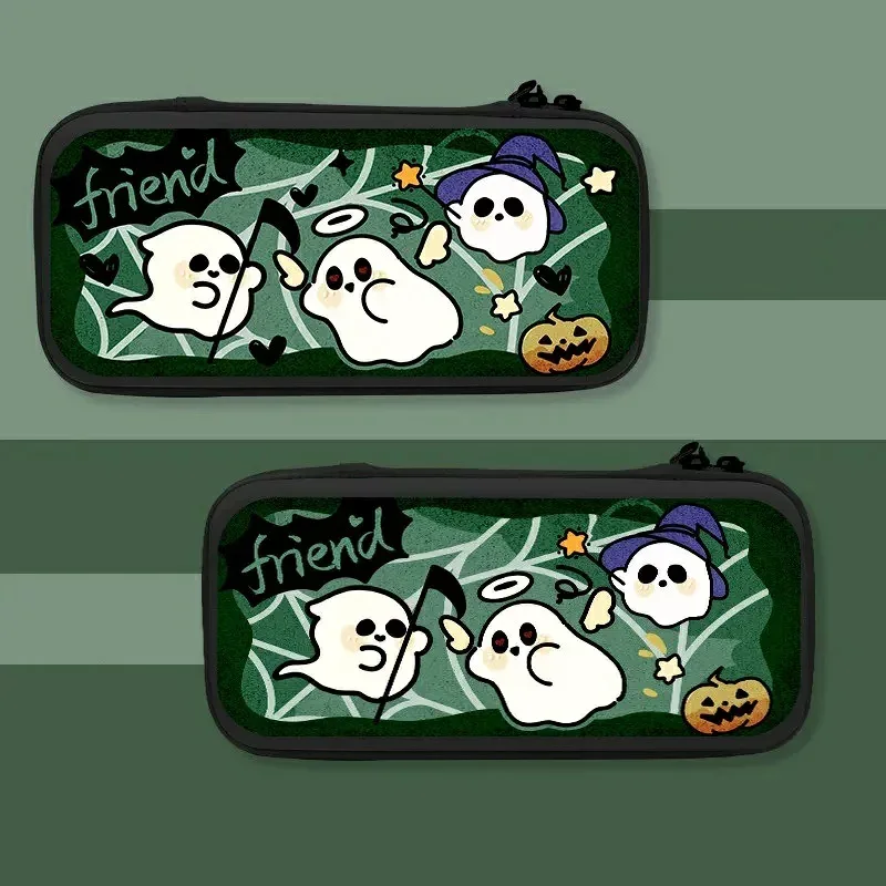 switch oled用 収納ケース どうぶつ フレンド柄 立体デザイン ハロウィン風 グリーン 小物入れ付き 保護カバー O6200