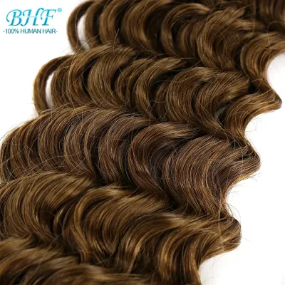 人毛100% ウェーブ 60cm 6×24インチ 12か月適切ケア対応 自然な質感 ヘアエクステンション ブラウンミックス 長持ち