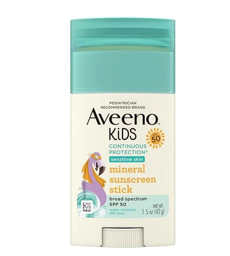 【キッズ用】【敏感肌でも安心】アビーノ キッズ 日焼け止めスティック SPF50 42g 敏感肌用 無香料 顔 体用 ウォータープルーフ 1.5oz 子ども用 Aveeno Kids Continuous Protection Mineral Sunscreen Stick SPF50 Sensitive Skin Face & Body 1.5oz