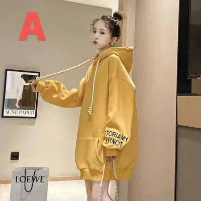 カジュアル 体型カバー ロング ゆったり 英文字 長袖 フード付き 冬服 秋服 秋冬 大きいサイズ 裏起毛厚手 トップス レディース