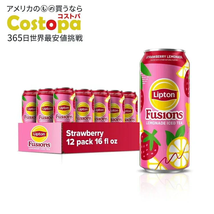 リプトン フュージョンズ ストロベリーレモネード 12本パック 473ml Lipton Fusions Strawberry Lemonade 12 pack 16 fl oz 【お取り寄せ商品】【合わせて買いたい】
