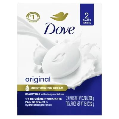 ダヴ ビューティーバーソープ オリジナル 1/4 モイスチャライジングクリーム オールスキン 3.75オンス 2個入り Dove Beauty Bar Soap Original with 1/4 Moisturizing Cream All Skin, 3.75 oz 2 Bars 【お取り寄せ商品】