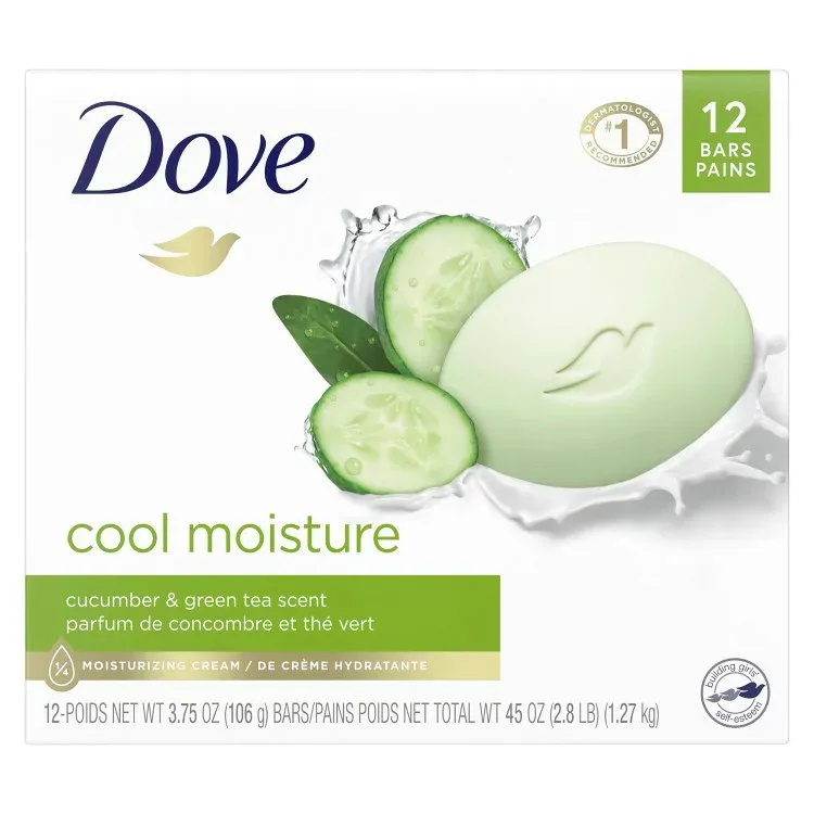 ダヴ ビューティーバー バスソープ クールモイスチャー キュウリ&グリーンティー 106g 12個入り Dove Beauty Bar Bath Soap Cool Moisture Cucumber & Green Tea 3.75 oz 12 Bars 【お取り寄せ商品】