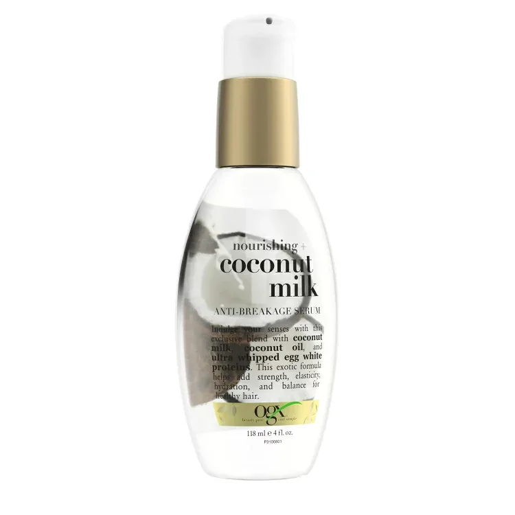 OGX ココナッツミルク モイスチャライジング ストレングス&シャイン リーブイン トリートメント ヘアセラム 118ml OGX Coconut Milk Moisturizing Strength & Shine, Leave-In Treatment Hair Serum, 4 fl oz 【お取り寄せ商品】