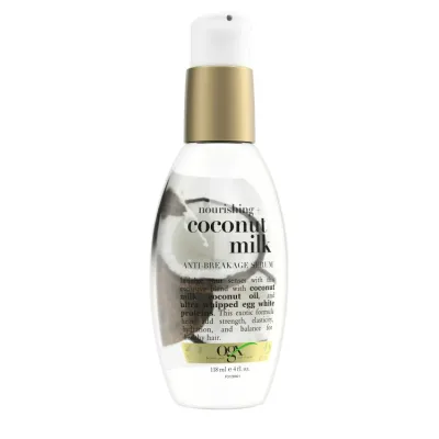 OGX ココナッツミルク モイスチャライジング ストレングス&シャイン リーブイン トリートメント ヘアセラム 118ml OGX Coconut Milk Moisturizing Strength & Shine, Leave-In Treatment Hair Serum, 4 fl oz 【お取り寄せ商品】