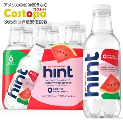 ヒント ボトルウォーター ウォーターメロン シュガーフリー 474ml 6本パック Hint Bottled Water Watermelon Sugar Free 16 Fl Oz Pack of 6 【お取り寄せ商品】