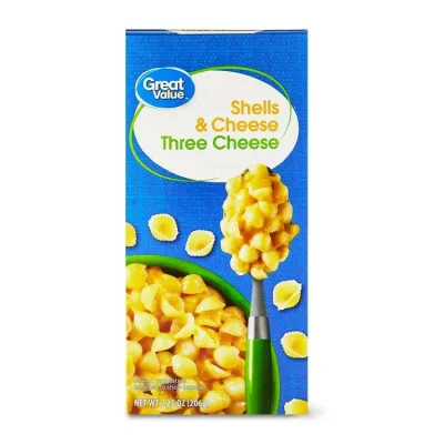 グレートバリュー 3種チーズ シェル&チーズ 約205g Great Value Three Cheese Shells and Cheese, 7.25 oz Box 【お取り寄せ商品】