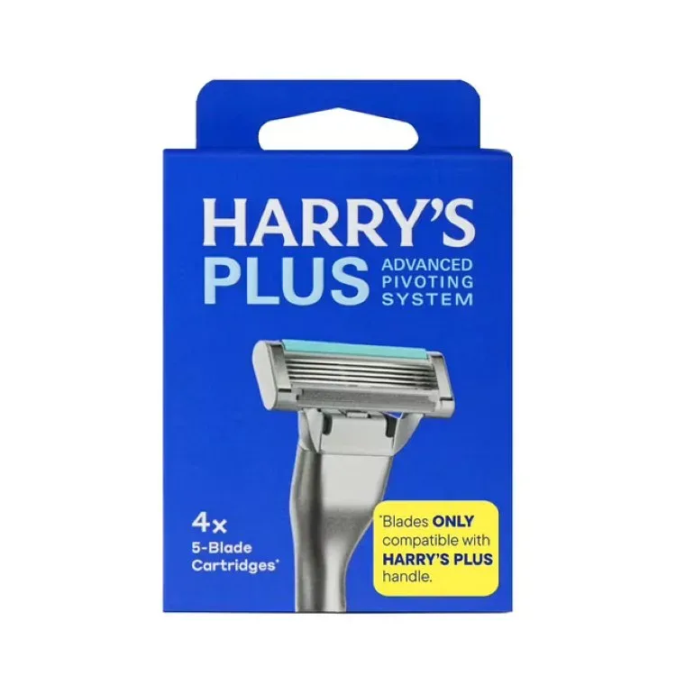 ハリーズ プラス メンズシェービングカミソリ 替刃 4個入り Harry's Plus Men's Razor Blade Refill Cartridges, 4 Count 【お取り寄せ商品】