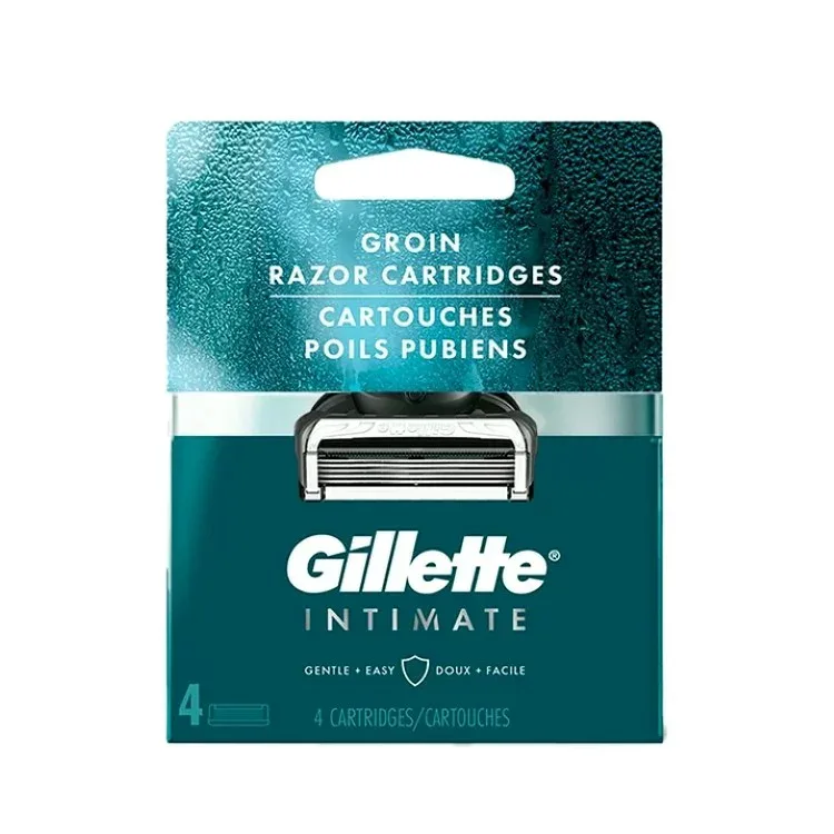 ジレット メンズインティメット グロイン替刃 男性用デリケートゾーンカミソリ替刃 4個 ブルー Gillette Male Intimate Groin Razor Cartridges, 4 Razor Blade Refills, Blue 【お取り寄せ商品】