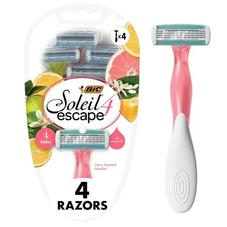 ビック ソレイユ エスケープ レディース 使い捨てカミソリ 4枚刃 シトラスの香り 4本 BIC Soleil Escape Women's Disposable Razors With 4 Blades, Citrus Scented Handles, 4 Count 【お取り寄せ商品】