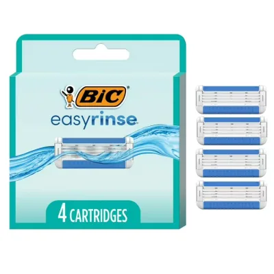 ビック イージーリンス レディース カミソリ替刃 4枚刃 4個入り BIC EasyRinse Anti-Clogging Razor Blade Cartridge Refills, Women's, 4-Blade, 4 Count 【お取り寄せ商品】