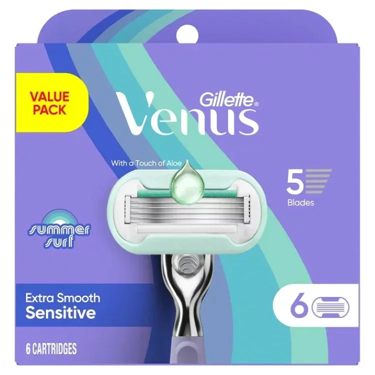 ジレットヴィーナス サマーサーフ エクストラスムース センシティブ 女性用替刃 6個 Venus Summer Surf Extra Smooth Sensitive Women's Razor Blade Refills 【お取り寄せ商品】