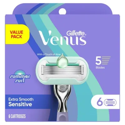 ジレットヴィーナス サマーサーフ エクストラスムース センシティブ 女性用替刃 6個 Venus Summer Surf Extra Smooth Sensitive Women's Razor Blade Refills 【お取り寄せ商品】