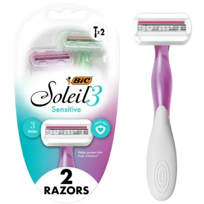 ビック ソレイユ3 センシティブ レディース 使い捨てカミソリ 3枚刃 2本 BIC Soleil 3 Sensitive Women's Disposable Razors, 3 Blades, 2 Piece Razor Set 【お取り寄せ商品】