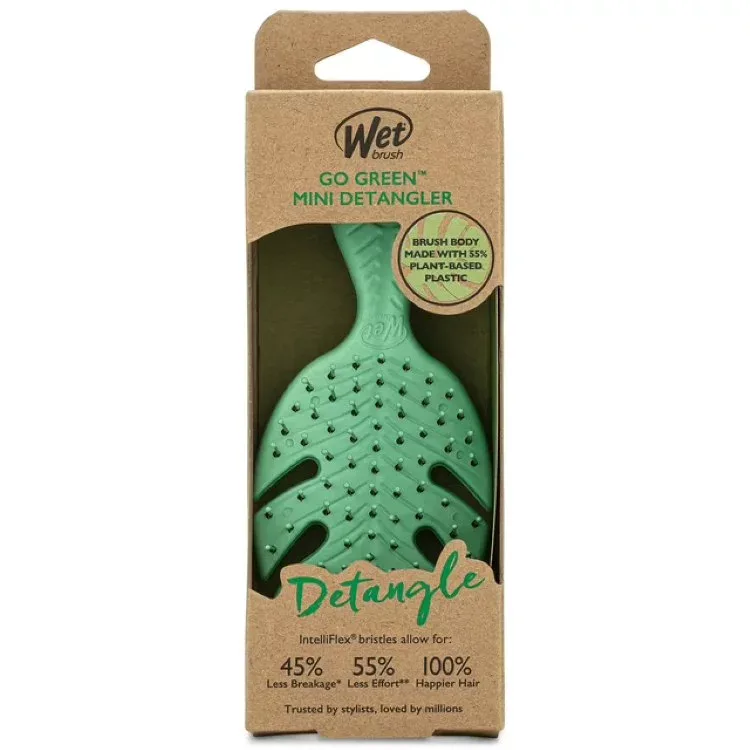 ウェットブラシ ゴーグリーン ミニディタングラー ヘアブラシ グリーン Wet Brush Go Green Mini Detangler, Travel Size - Green 【お取り寄せ商品】