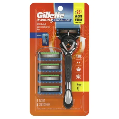 ジレット フュージョン5 プログライド メンズ カミソリ 本体 フレックスボールハンドル 替刃6個付 Gillette Fusion5 ProGlide Shaving Manual Razor for Men, Razor Handle, 6 Razor Blade Refills 【お取り寄せ商品】