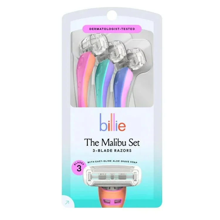 ビリー レディース 3枚刃 使い捨てカミソリ マリブセット 3本 Billie 3-Blade Women's Disposable Razors, The Malibu Set, Women's Manual Razors, 3 Ct 【お取り寄せ商品】