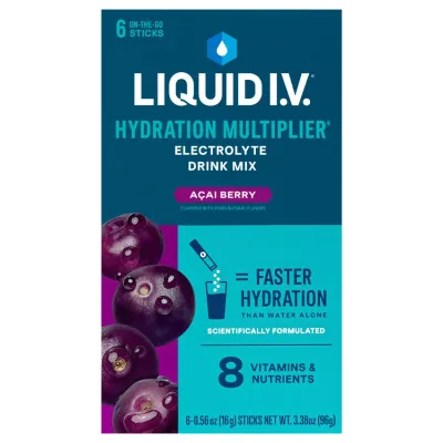 リキッド I.V. アサイーベリー ハイドレーションマルチプライヤー パウダー 電解質ドリンクミックス 6個入り Liquid I.V. Acai Berry Hydration Multiplier Powdered Electrolyte Drink Mix, 6 Count 【お取り寄せ商品】
