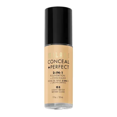 ミラニ コンシール+パーフェクト 2-in-1 ファンデーション+コンシーラー ライトベージュ 30ml Milani Conceal + Perfect 2-in-1 Foundation + Concealer, Light Beige 【お取り寄せ商品】