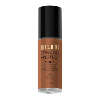 ミラニ コンシール+パーフェクト 2-in-1 ファンデーション+コンシーラー チェスナット 30ml Milani Conceal + Perfect 2-in-1 Foundation + Concealer, Chestnut 【お取り寄せ商品】