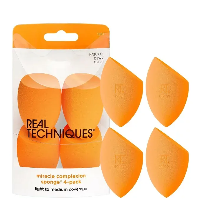 リアルテクニクス ミラクルコンプレクションメイクアップスポンジ リキッド・クリームファンデーション用 4個入り Real Techniques Miracle Complexion Makeup Sponges, for Liquid & Cream Foundation, 4 Count 【お取り寄せ商品】