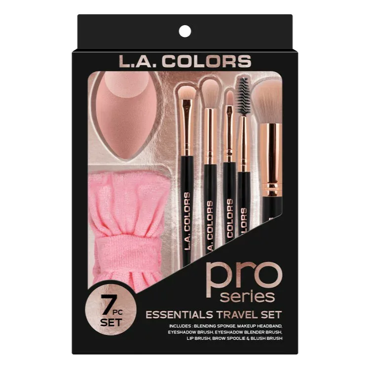 エルエーカラーズ エッセンシャル アイ&フェイス メイクアップブラシ&スポンジ トラベルセット L.A. COLORS Essential Eye + Face Makeup Brush & Sponge Travel Set 【お取り寄せ商品】
