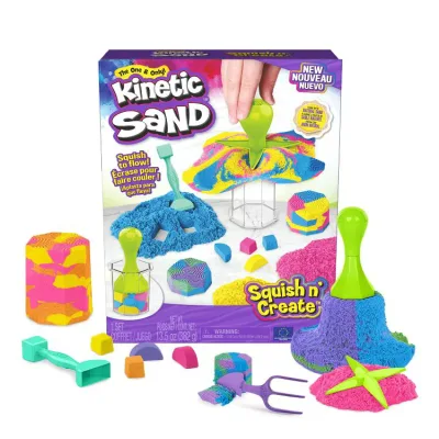キネティックサンド スクイッシュアンドクリエイト 砂約383g 道具5点 3歳以上 Kinetic Sand Squish N' Create Playset, 13.5 oz Sand, 5 Tools, Ages 3+ 【お取り寄せ商品】