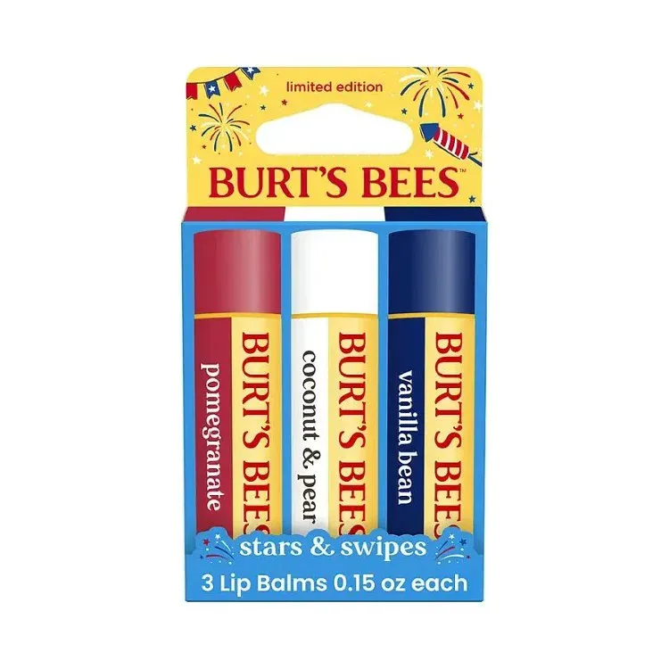 バーツビーズ スターズ&スワイプス リップバーム 3本セット Burt's Bees Stars & Swipes Lip Balm 3-pack 【お取り寄せ商品】
