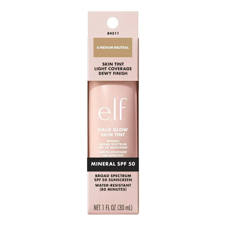 エルフ ハローグロウ スキンティント ミネラル SPF50 8 ミディアムニュートラル 約30mL e.l.f. Halo Glow Skin Tint Mineral SPF 50, 8 Medium Neutral, 1 fl oz 【お取り寄せ商品】